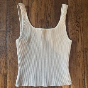 Women's Cream Ribbed Tank Top
